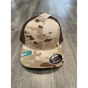 Multicam Arid Camo Hat Trucker‎ Mesh Flex fit Cap Tan Tactical Size Medium NEW